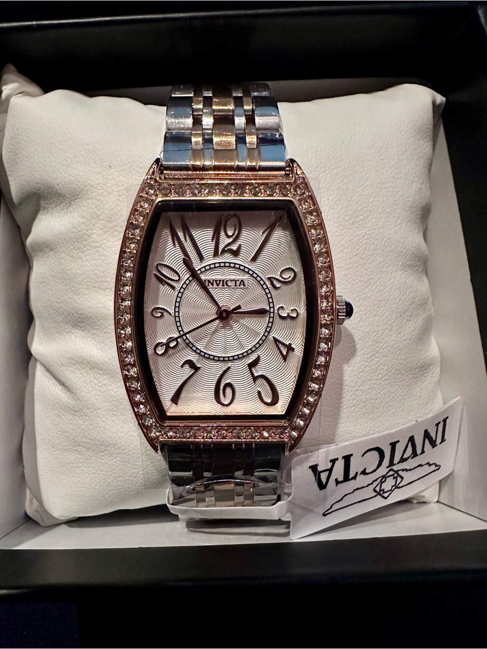 Invicta Wildflower Two Tone Crystal Watch Tonneau Silver Dial Women 69269 New